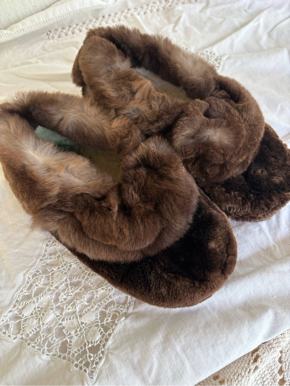 Vintage Handmade Mink Slippers Fur Women's Slippers 6-7